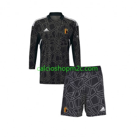 Belgio Portiere Bambino Maglia Prima World Cup 2022 Manica Lunga (+ Pantaloncini)